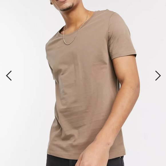 ASOS Other - ASOS DESIGN Tall Scoop Neck Long T-shirt Beige